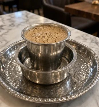 Filter coffee in a tumbler and dabara